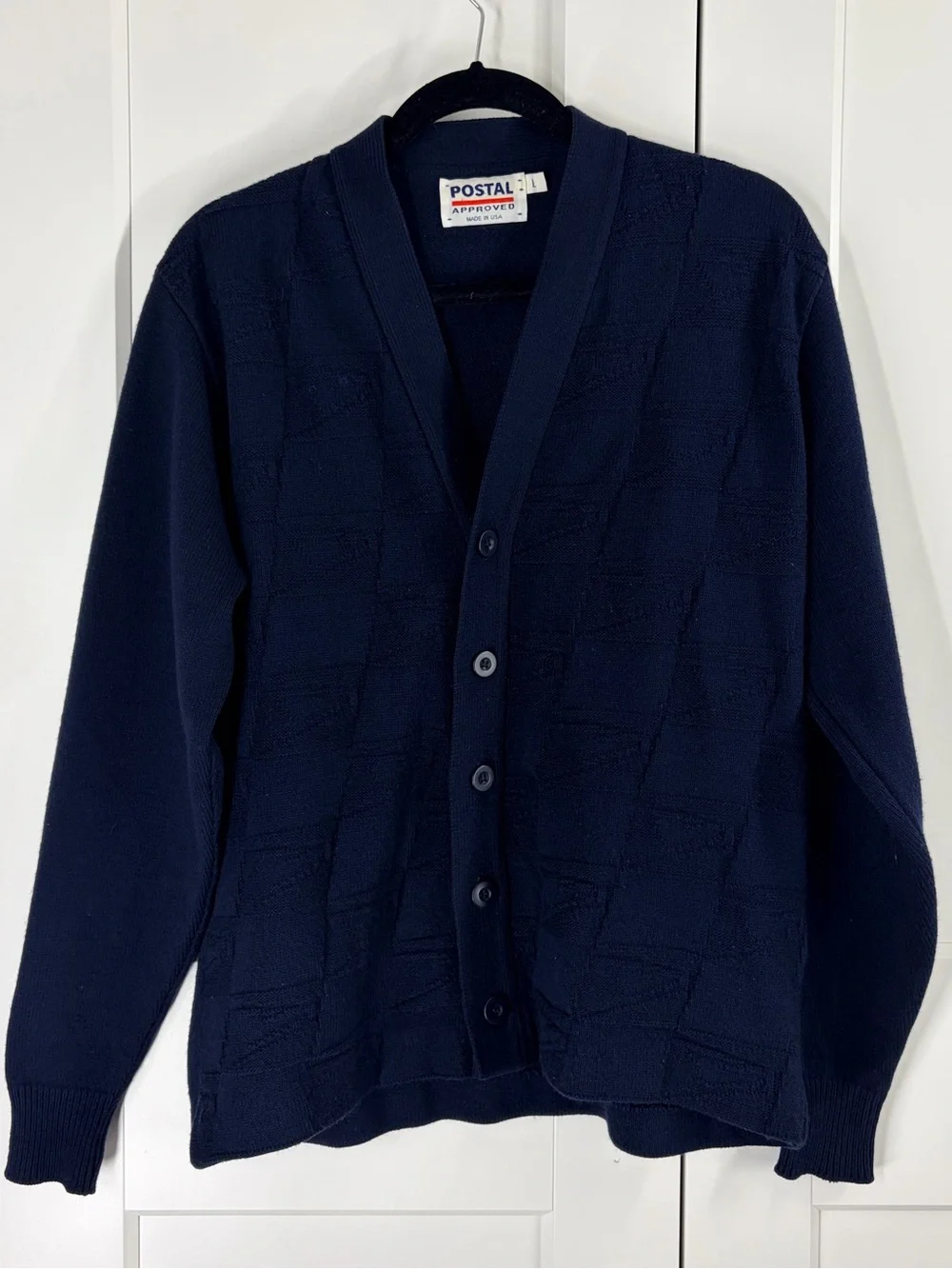 Postal Navy Button-Up Men's Cardigan Sweater | L
